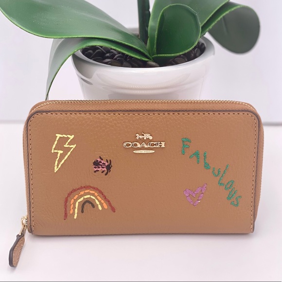 Coach Medium Id Zip Wallet With Diary Embroidery - Picture 3 of 12